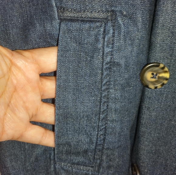 DOUBLE BREASTED DENIM PEA COAT JACKET SIZE XL - Picture 6 of 9